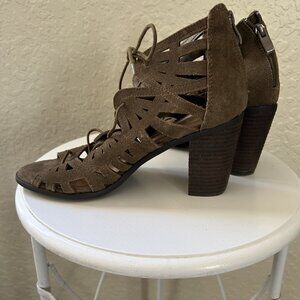 Very Volatile Olive Green Suede Lace Up Booties